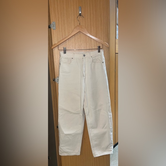 COS Pants - White straight Leg carpenter rib cage pants